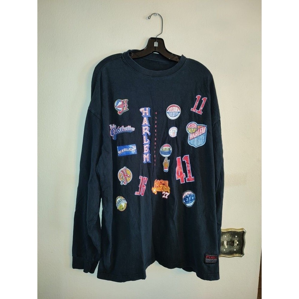 Men's Fubu Harlem Globetrotters Black Top T Shirt with Logos Size 3XL